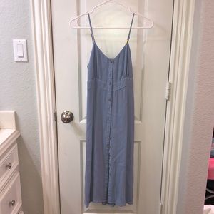 A dark blue mid sized dress